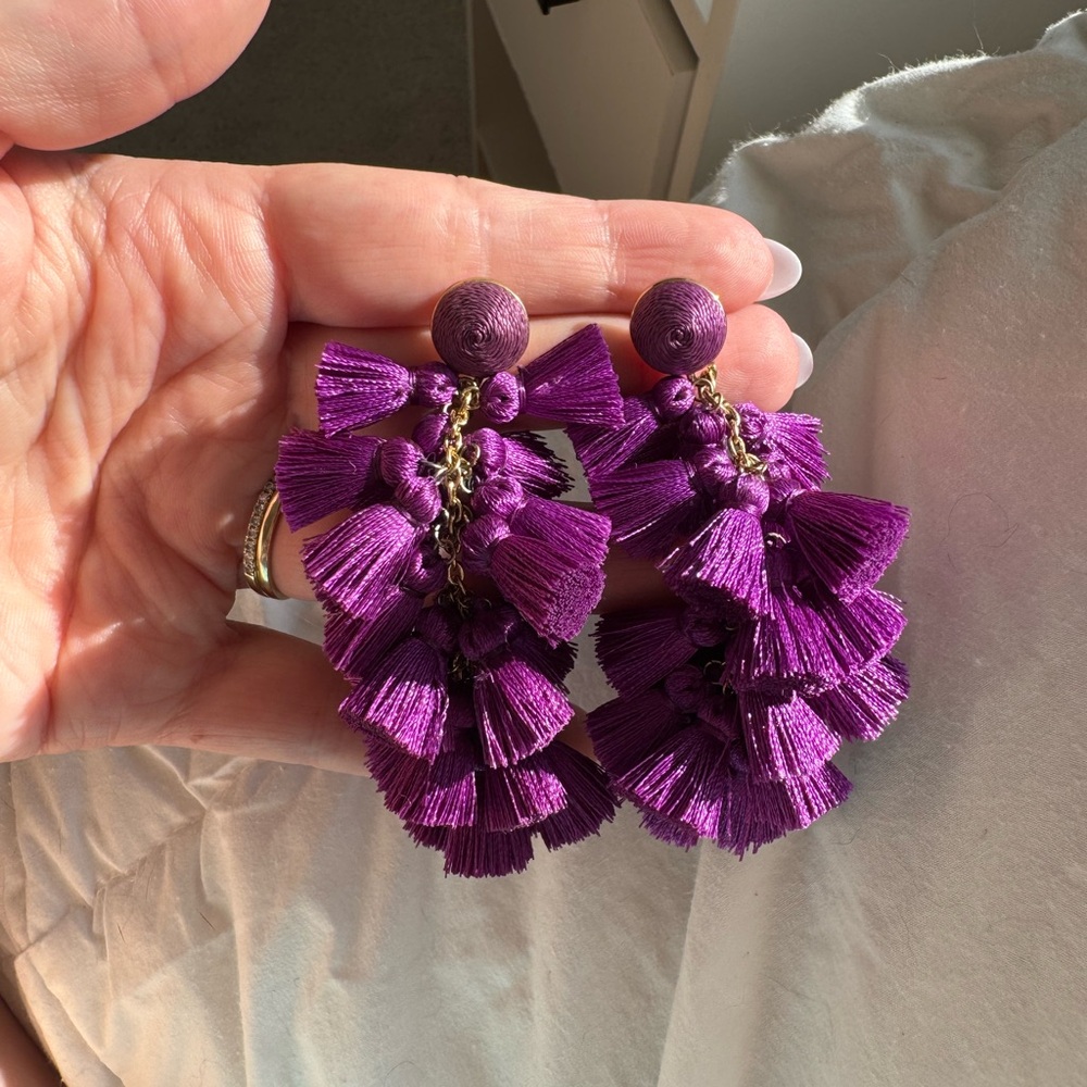 Elegant Purple Tassel Earrings